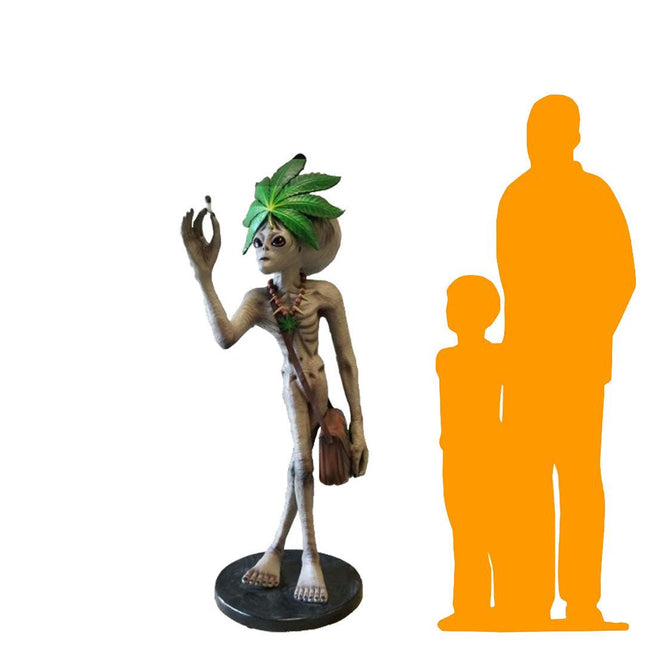 Standing Leaf Alien With Cigar Life Size Statue - LM Treasures 