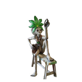 Sitting Leaf Alien With Cigar Life Size Statue