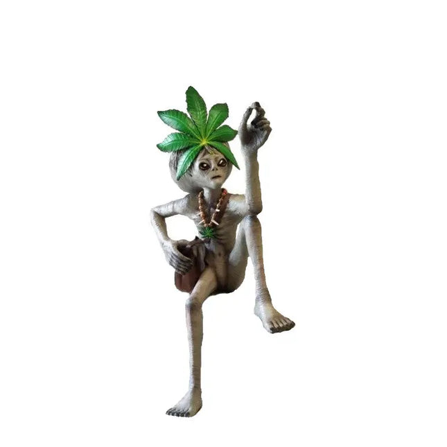 Sitting Leaf Alien With Cigar Life Size Statue LM Treasures - A