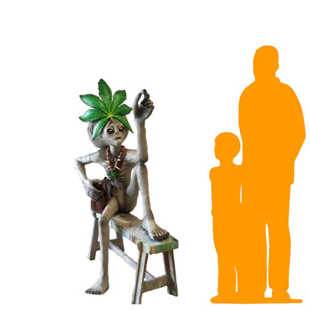 Sitting Leaf Alien With Cigar Life Size Statue - LM Treasures 