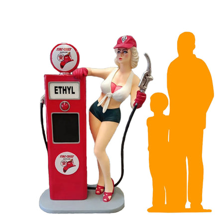 Gasoline Girl With Pump Life Size Statue - LM Treasures 