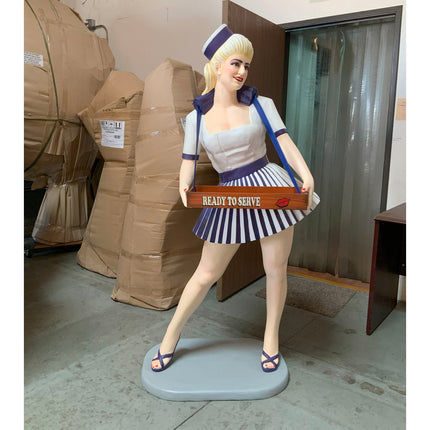 Usherette Waitress in Blue Life Size Statue LM Treasures - A