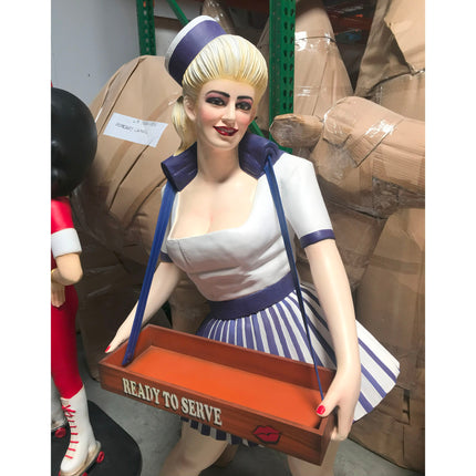 Usherette Waitress in Blue Life Size Statue LM Treasures - A