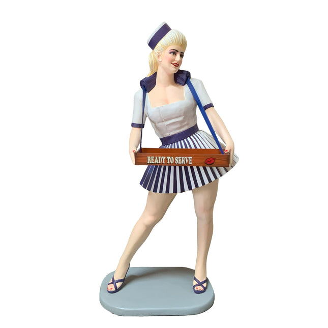 Usherette Waitress in Blue Life Size Statue LM Treasures - A