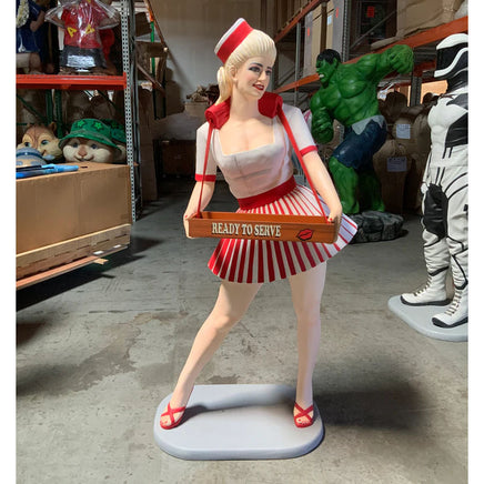 Usherette Waitress in Red Life Size Statue - LM Treasures 