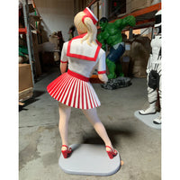 Usherette Waitress in Red Life Size Statue