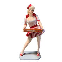 Usherette Waitress in Red Life Size Statue