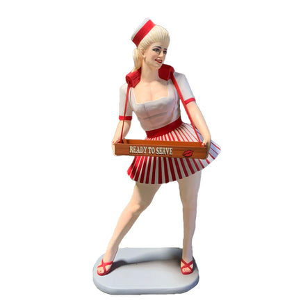 Usherette Waitress in Red Life Size Statue - LM Treasures 