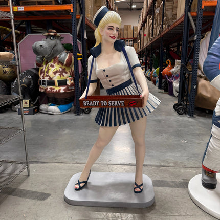 Usherette Waitress in Blue Life Size Statue LM Treasures - A