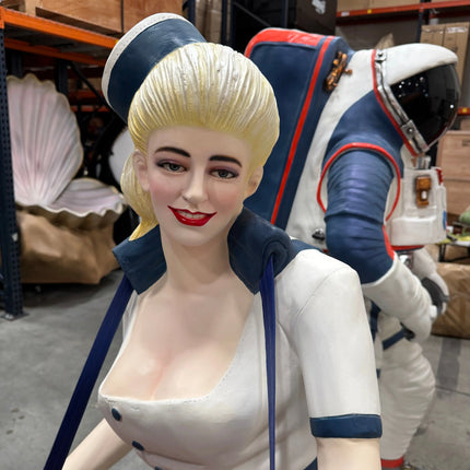 Usherette Waitress in Blue Life Size Statue LM Treasures - A
