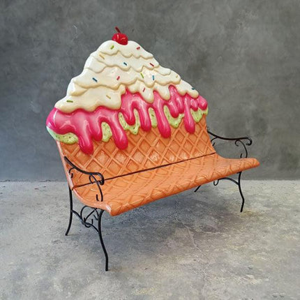 Strawberry Ice Cream Bench Life Size Statue