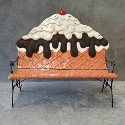 Chocolate Fudge Ice Cream Bench Life Size Statue - LM Treasures 