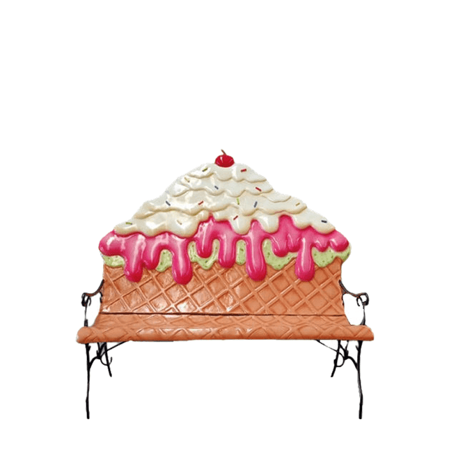 Strawberry Ice Cream Bench Life Size Statue - LM Treasures 