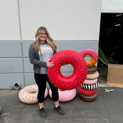 Large Donut Red with Sprinkles Over Sized Statue - LM Treasures 