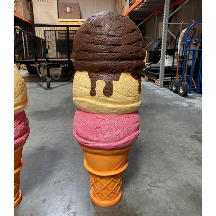 Three Scoop Neapolitan Ice Cream Over Sized Statue - LM Treasures 