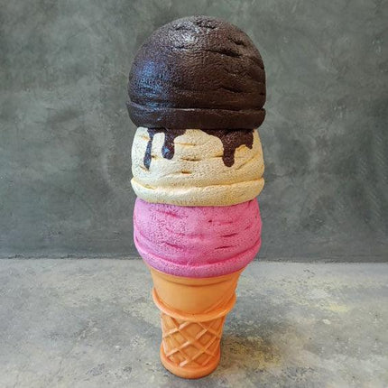 Three Scoop Neapolitan Ice Cream Over Sized Statue - LM Treasures 