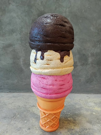 Three Scoop Neapolitan Ice Cream Over Sized Statue - LM Treasures 