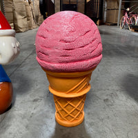 One Scoop Strawberry Pink Ice Cream Over Sized Statue - LM Treasures 