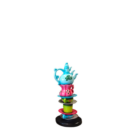 Small Stacked Blue Teapot Table Top Statue - LM Treasures 