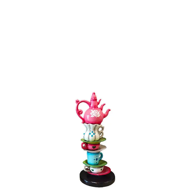 Small Stacked Pink Teapot Table Top Statue LM Treasures - A