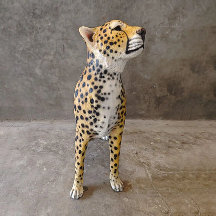 Watchful Head Up Cheetah Life Size Statue