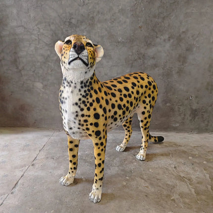 Watchful Head Up Cheetah Life Size Statue