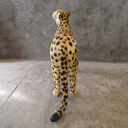 Watchful Head Up Cheetah Life Size Statue