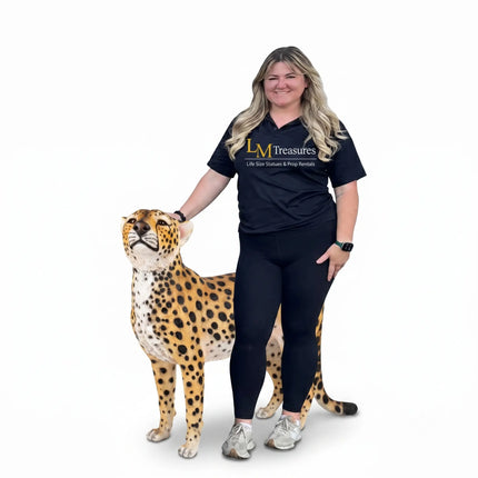 Watchful Head Up Cheetah Life Size Statue