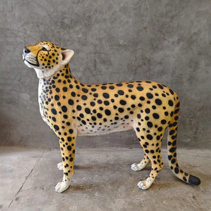 Watchful Head Up Cheetah Life Size Statue