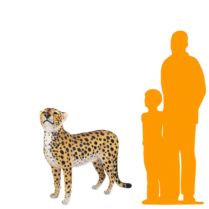 Watchful Head Up Cheetah Life Size Statue