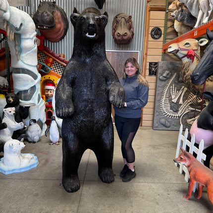 North American Black Bear Standing Life Size Statue