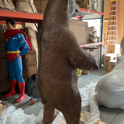 Brown Grizzly Bear Standing Life Size Statue