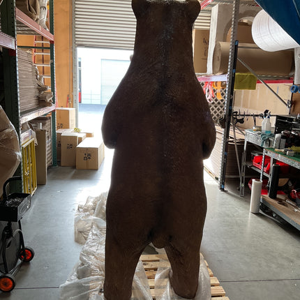 Brown Grizzly Bear Standing Life Size Statue