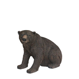 Brown Grizzly Bear Sitting Life Size Statue - LM Treasures 
