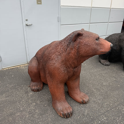 Brown Grizzly Bear Sitting Life Size Statue