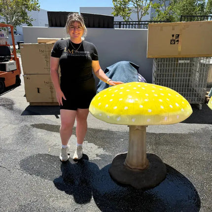 Large Yellow Mushroom Over Sized Statue LM Treasures - T