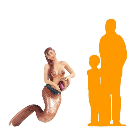 Brown Mermaid Life Size Statue