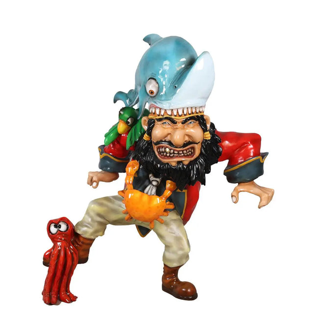 Comic Pirate and Shark Life Size Statue LM Treasures - T