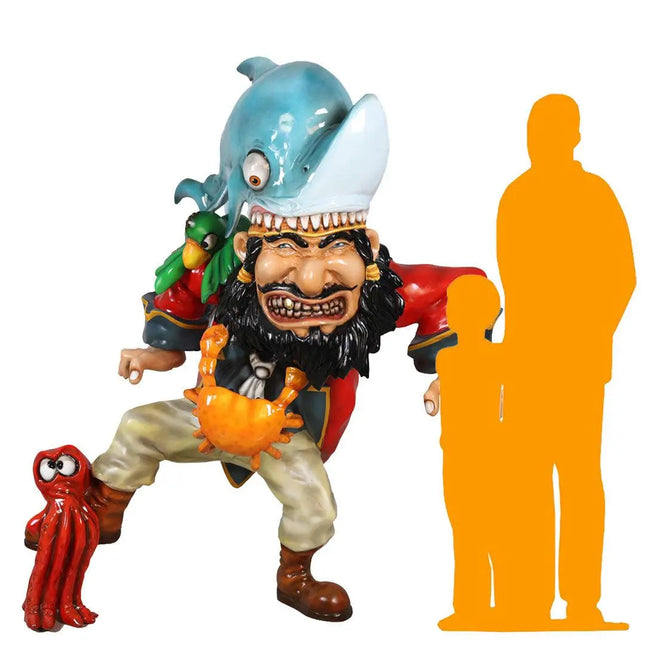 Comic Pirate and Shark Life Size Statue LM Treasures - T