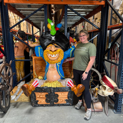 Comic Pirate in Treasure Life Size Statue