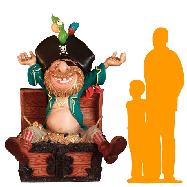 Comic Pirate in Treasure Life Size Statue - LM Treasures 