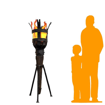 Fire Tiki Torch With Stand Life Size Statue
