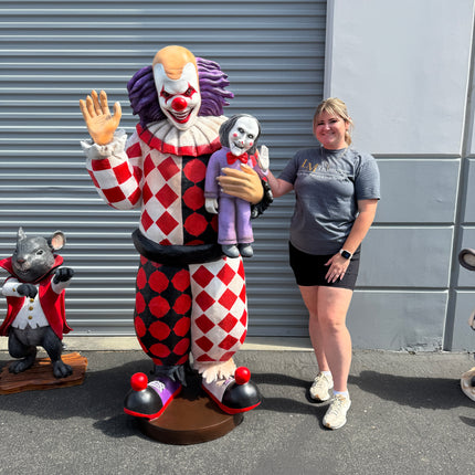 Jester Clown With Doll Life Size Statue