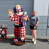 Jester Clown With Doll Life Size Statue