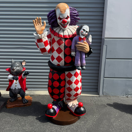 Jester Clown With Doll Life Size Statue