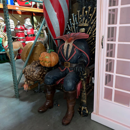 Headless Pumpkin Man Sitting Life Size Statue - LM Treasures 