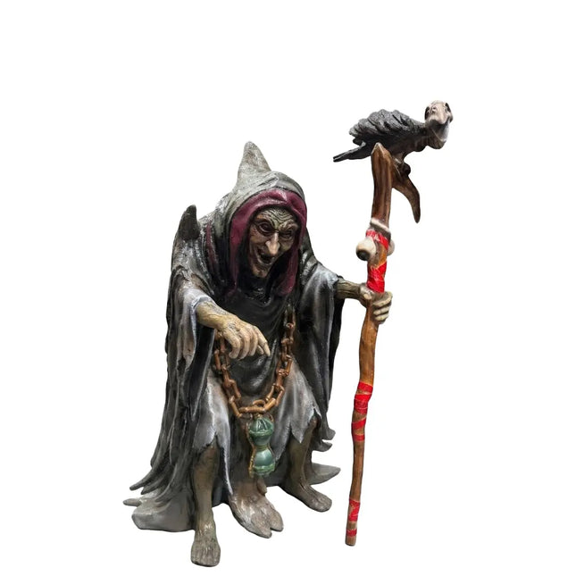Wicked Witch with Crow Life Size Statue