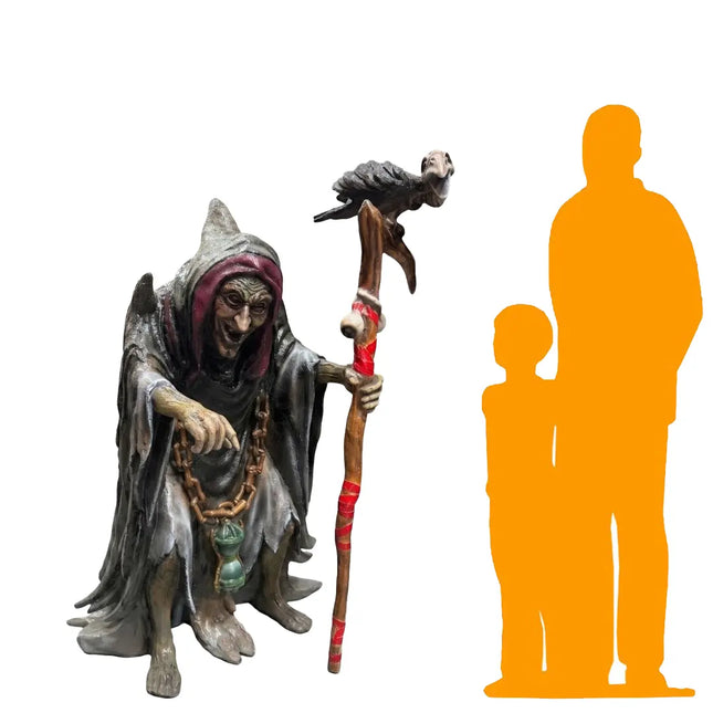 Wicked Witch with Crow Life Size Statue