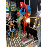 Spider Man on Light Post Life Size Statue w/ Working Light - LM Treasures 