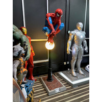 Spider Man on Light Post Life Size Statue w/ Working Light - LM Treasures 